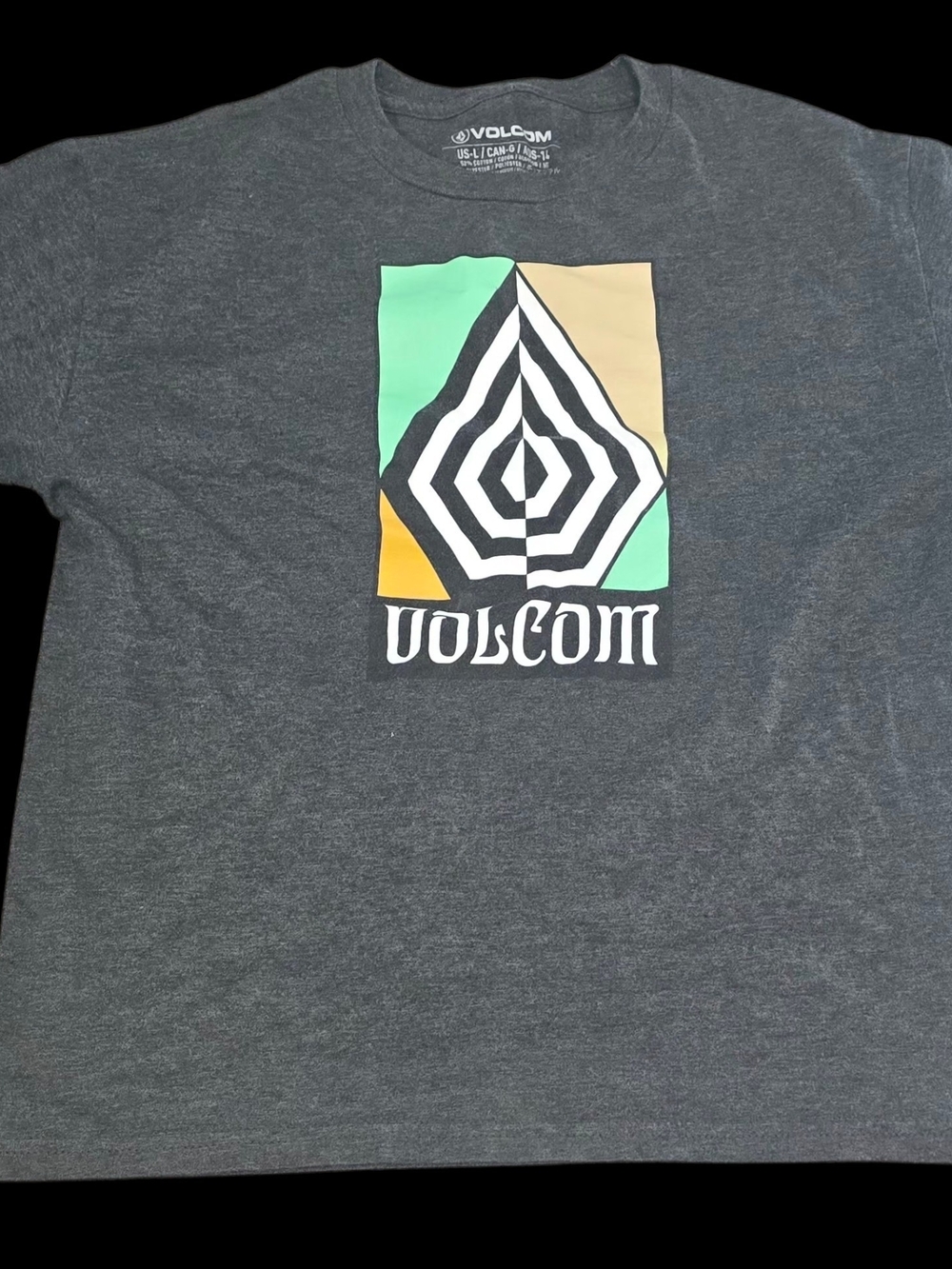 Volcom Short-Sleeve Graphic Tee in Charcoal with Green, Tan and Yellow Accents